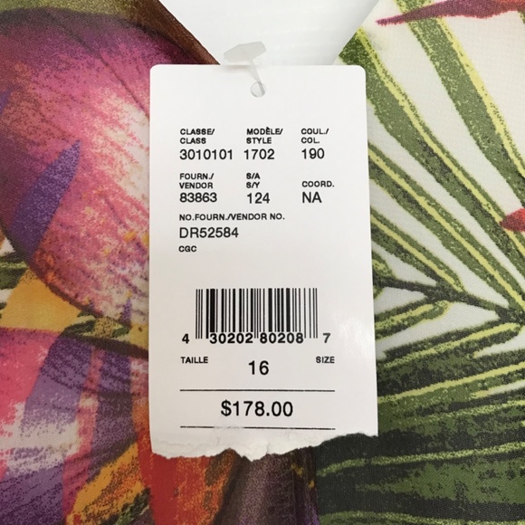 NWT Donna Ricco Tropical Print Floral Maxi Dress Plus Size 16 V-Neck Sleeveless - Picture 12 of 16